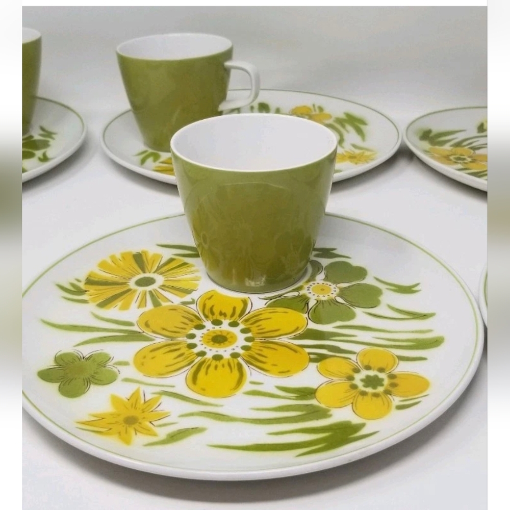 Vintage Jonas Roberts Cera Stone Snack Sets - Summer Garden 3163M - 2 Sets